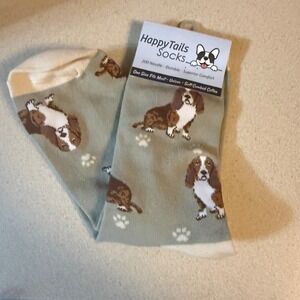 Happy Tails Socks Basset Hound Dog Crew Socks Unisex One Size Cotton Blend